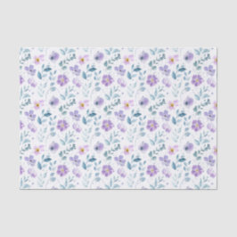 Purple Green Watercolor Wildflower Seidenpapier