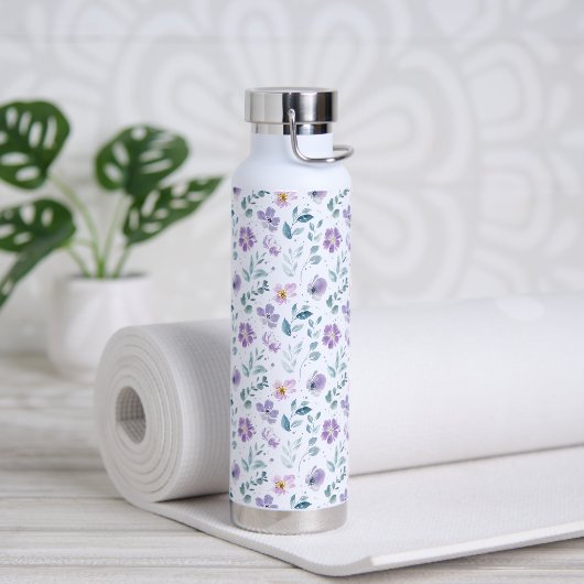 Purple Green Watercolor Wildflower Trinkflasche (Yoga)