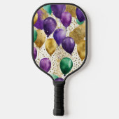 PURPLE GREEN YELLOW MARDI GRAS BALLOONS PICKLEBALL SCHLÄGER (Rückseite)