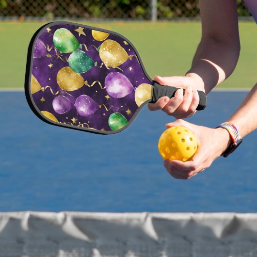 PURPLE GREEN YELLOW MARDI GRAS BALLOONS PICKLEBALL SCHLÄGER (InSitu)