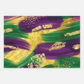 PURPLE GREEN YELLOW MARDI GRAS BRUSH STROKES GESCHENKPAPIER SET (Vorderseite 3)