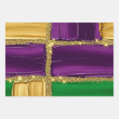 PURPLE GREEN YELLOW MARDI GRAS BRUSH STROKES GESCHENKPAPIER SET (Vorderseite 3)
