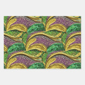 PURPLE GREEN YELLOW MARDI GRAS BRUSH STROKES GESCHENKPAPIER SET (Vorderseite 3)
