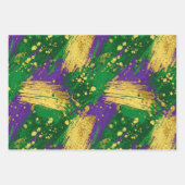 PURPLE GREEN YELLOW MARDI GRAS BRUSH STROKES GESCHENKPAPIER SET (Vorderseite 2)