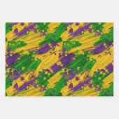 PURPLE GREEN YELLOW MARDI GRAS BRUSH STROKES GESCHENKPAPIER SET (Vorderseite)
