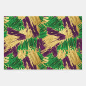 PURPLE GREEN YELLOW MARDI GRAS BRUSH STROKES GESCHENKPAPIER SET (Vorderseite 2)