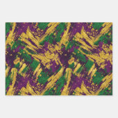 PURPLE GREEN YELLOW MARDI GRAS BRUSH STROKES GESCHENKPAPIER SET (Vorderseite)