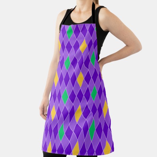 PURPLE GREEN YELLOW MARDI GRAS DIAMOND PATTERN SCHÜRZE (InSitu)