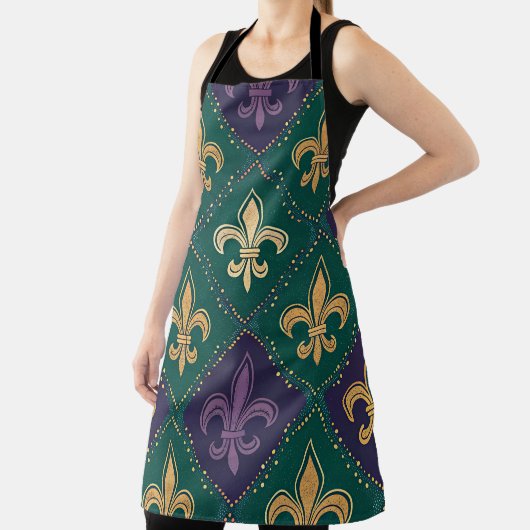 PURPLE GREEN YELLOW MARDI GRAS FLEUR DE LIS SCHÜRZE (InSitu)