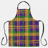 PURPLE GREEN YELLOW MARDI GRAS GLITTER LOOK PLAID SCHÜRZE (Vorderseite)