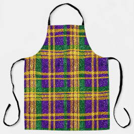 PURPLE GREEN YELLOW MARDI GRAS GLITTER LOOK PLAID SCHÜRZE