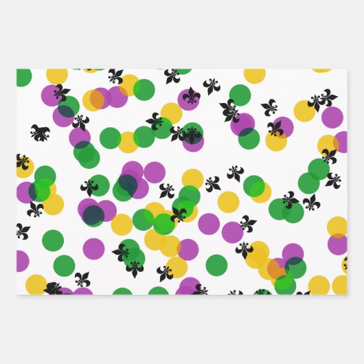 PURPLE GREEN YELLOW MARDI GRAS PATTERNS GESCHENKPAPIER SET (Vorderseite 2)