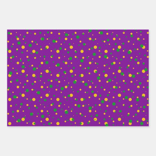 PURPLE GREEN YELLOW MARDI GRAS PATTERNS GESCHENKPAPIER SET (Vorderseite 2)