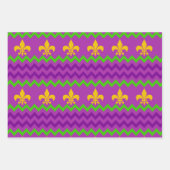 PURPLE GREEN YELLOW MARDI GRAS PATTERNS GESCHENKPAPIER SET (Vorderseite)