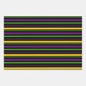 PURPLE GREEN YELLOW MARDI GRAS STRIPES GESCHENKPAPIER SET (Vorderseite)