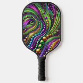 PURPLE GREEN YELLOW MARDI GRAS WAVES & BEADS PICKLEBALL SCHLÄGER (Vorderseite)