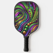 PURPLE GREEN YELLOW MARDI GRAS WAVES & BEADS PICKLEBALL SCHLÄGER (Rückseite)