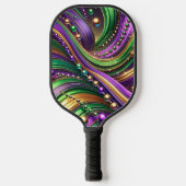 PURPLE GREEN YELLOW MARDI GRAS WAVES & BEADS PICKLEBALL SCHLÄGER (Vorderseite)