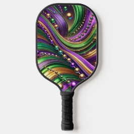 PURPLE GREEN YELLOW MARDI GRAS WAVES & BEADS PICKLEBALL SCHLÄGER