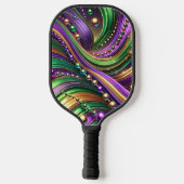PURPLE GREEN YELLOW MARDI GRAS WAVES & BEADS PICKLEBALL SCHLÄGER (Rückseite)