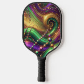 PURPLE GREEN YELLOW MARDI GRAS WAVES & BEADS PICKLEBALL SCHLÄGER (Rückseite)