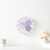Purple Grey Dahlia Flower Nursery Wall Clock Runde Wanduhr (Zuhause)