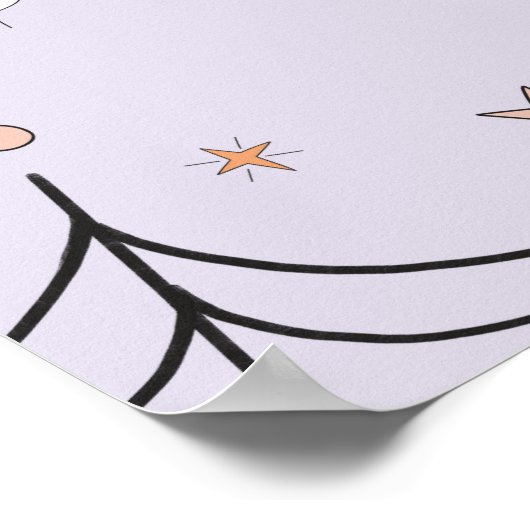 Purple Groovy Ghost Baby Shower Welcome Sign Poster (Ecke)