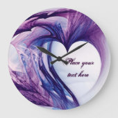 Purple Grunge Heart Große Wanduhr (Vorderseite)