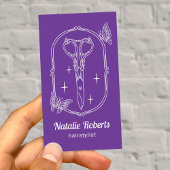 Purple Hair Stylist Cute Scissor & Butterfly Salon Visitenkarte