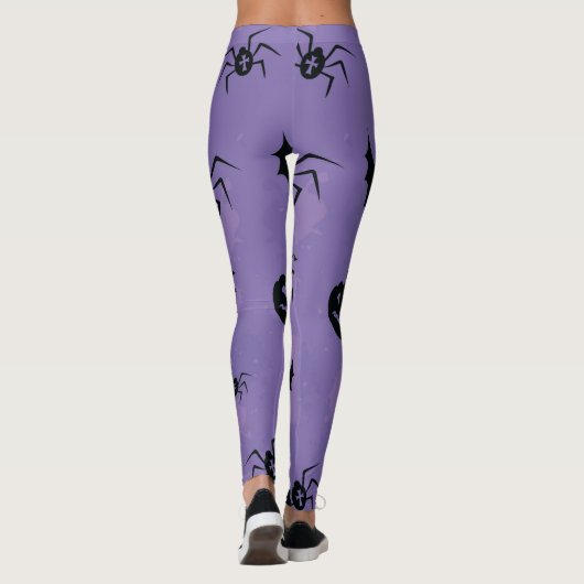 Purple Halloween Leggings with creatures booo (Rückseite)