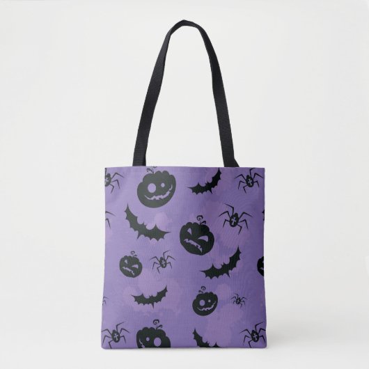 Purple Halloween Tote with creatures booo Tasche (Vorderseite)