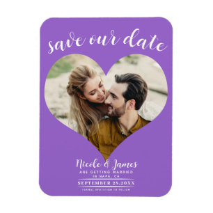 Purple Heart Foto Hochzeit Save the Date Magnet