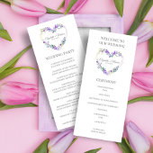 Purple Heart on Wildflowers for Wedding Programm