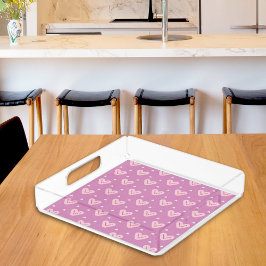 Purple Heart Pattern Acrylic Tray Acryl Tablett