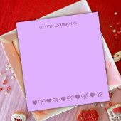 Purple Hearts & Bows Valentines Day Personalized Notizblock