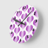 Purple-Hearts-Design Runde Wanduhr (Winkel)
