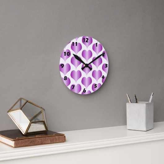 Purple-Hearts-Design Runde Wanduhr (Büro)