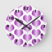 Purple-Hearts-Design Runde Wanduhr (Vorderseite)