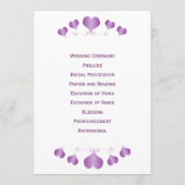Purple Hearts Design Wedding Programm (Rückseite)
