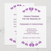 Purple Hearts Design Wedding Programm (Vorne/Hinten)