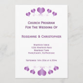 Purple Hearts Design Wedding Programm (Vorderseite)