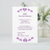 Purple Hearts Design Wedding RSVP Karte (Stehend Vorderseite)