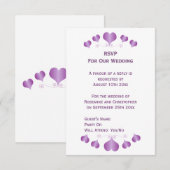 Purple Hearts Design Wedding RSVP Karte (Vorne/Hinten)