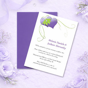 Purple Hearts - Grüne florale Schwünge nur für den Einladung
