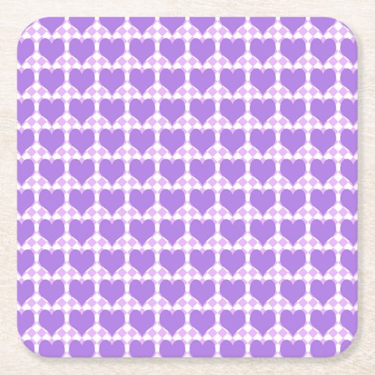 Purple Hearts Seamless Pattern Rechteckiger Pappuntersetzer (Vorderseite)