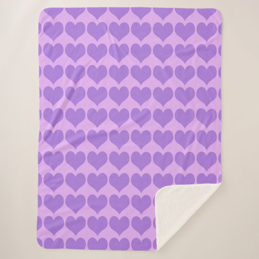 Purple Hearts Seamless Pattern Sherpadecke (Vorderseite)