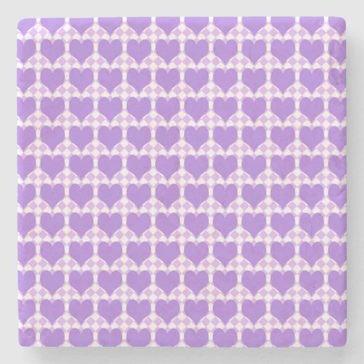 Purple Hearts Seamless Pattern Steinuntersetzer (Vorderseite)