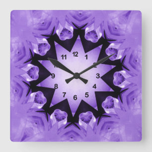 Purple Hearts_Wall Clock Quadratische Wanduhr