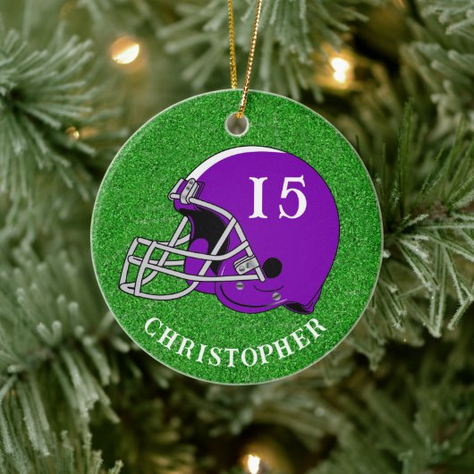 Purple Helmet Christmas Ceramic Ornament (Baum)