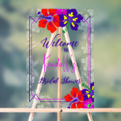 Purple Hibiscus Bridal Shower Welcome Acrylschild (Neutral)
